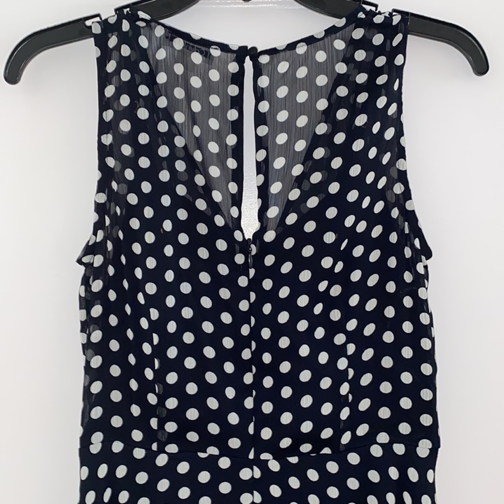 Calvin Klein Dot V-neck Sleeveless Wrap High-Low Maxi Dress - Picture 4 of 5